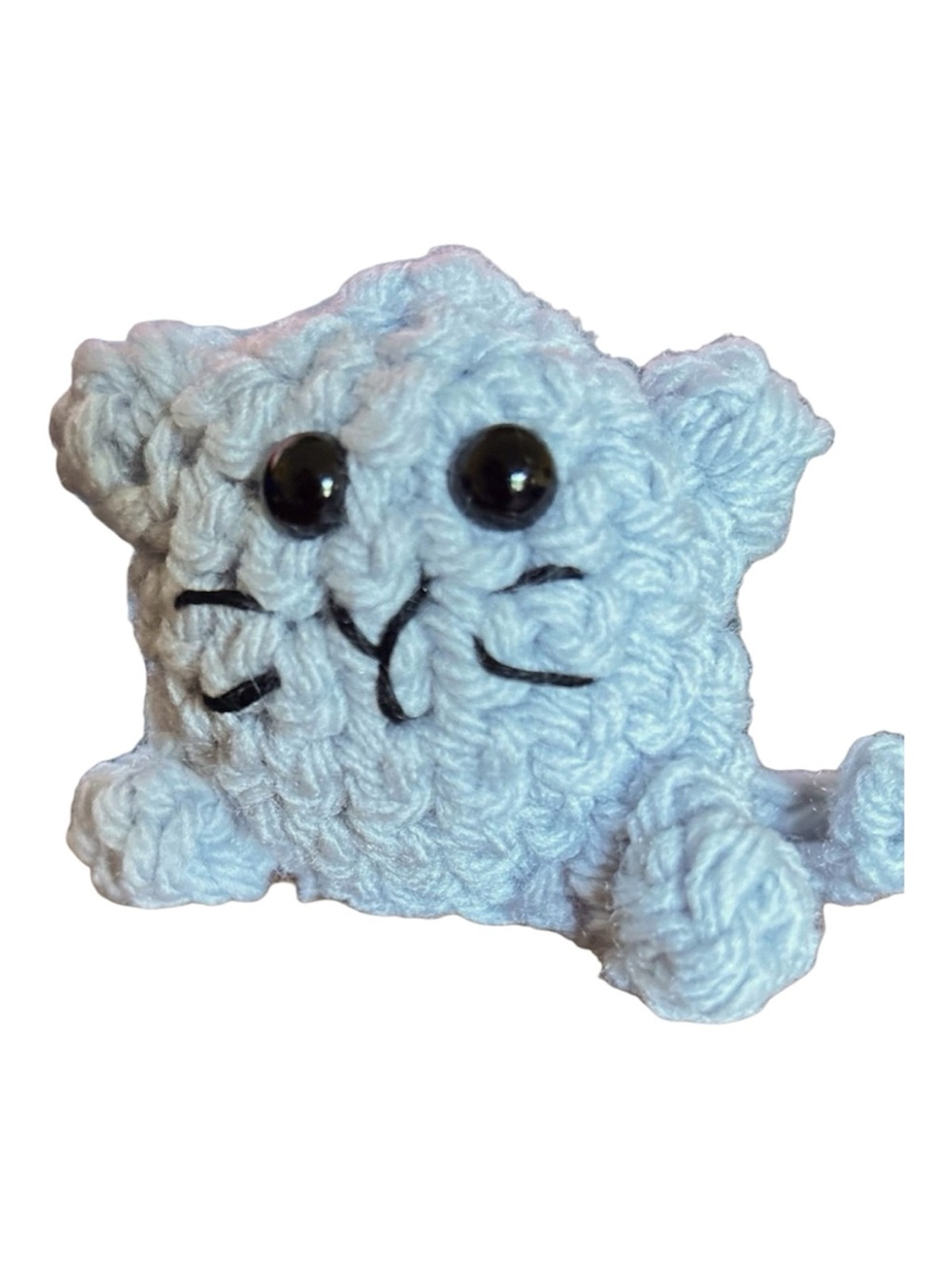 Hand Crafted Cat Amigurumi Colorful Crocheted Sitting Kitty Soft Figurine